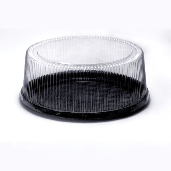 Imagen de Bandeja Redonda Negra 28 cm. Tapa Transparente 12 cm.