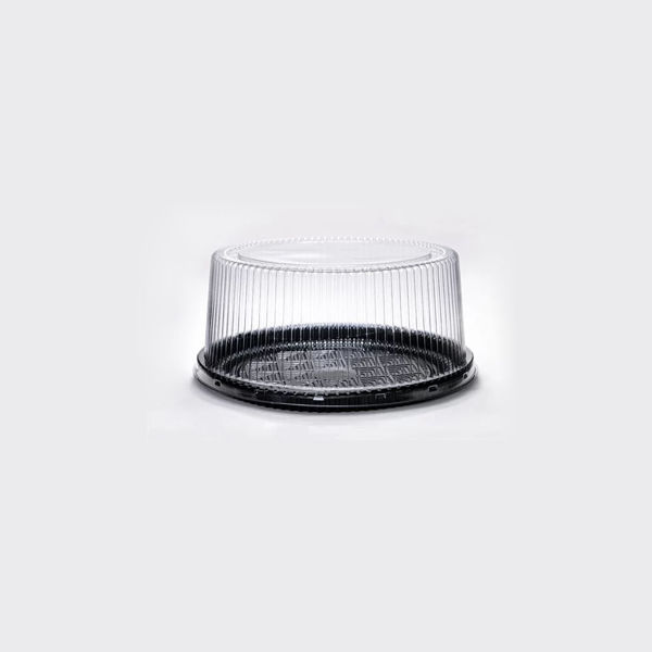Imagen de Bandeja Redonda Negra 24 cm. Tapa Transparente 12 cm.