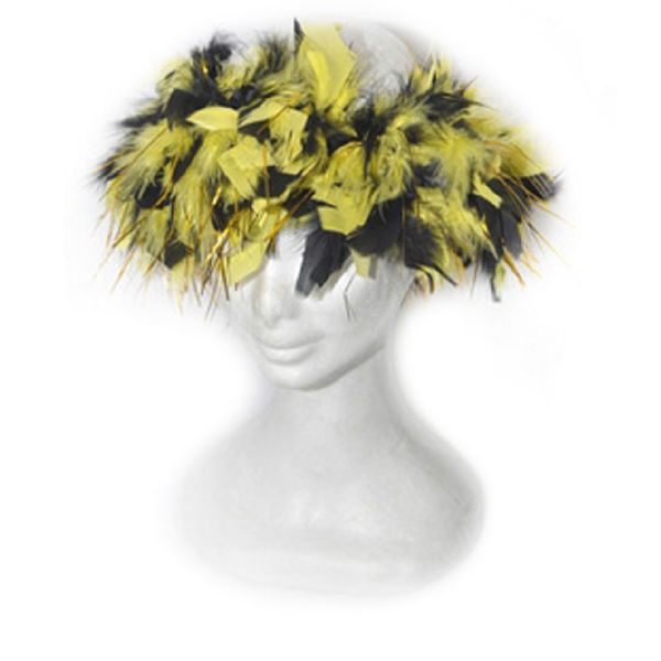 Imagen de Vincha Plumas Peñarol con Flecos Metalizados