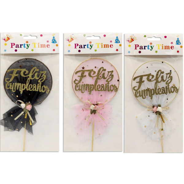 Imagen de Pincho Feliz Cumpleaños con Tul