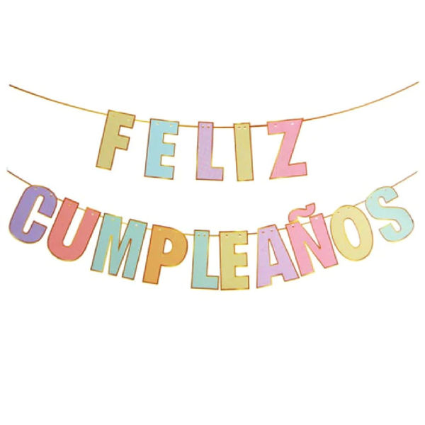 Imagen de Guirnalda Letras Feliz Cumpleaños Colores Pastel