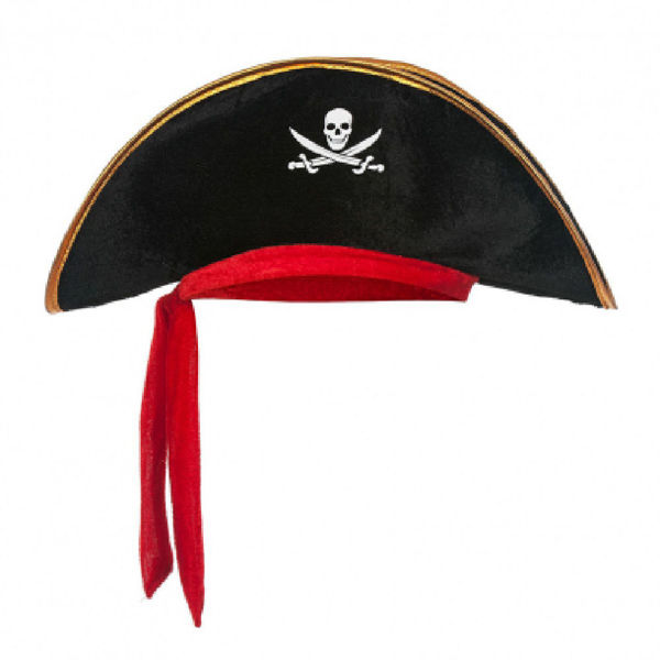 Imagen de Gorro Pirata Tela Cinta Roja