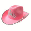 Imagen de Gorro Cowboy Fieltro Rosa con Lentejuelas y Tiara