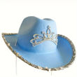Imagen de Gorro Cowboy Fieltro Rosa con Lentejuelas y Tiara