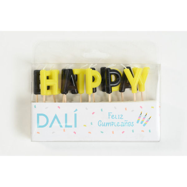 Imagen de Vela Frase Happy Birthday Aurinegra