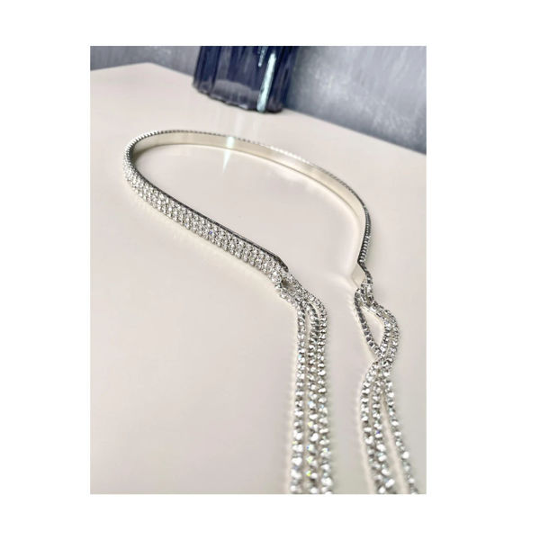 Imagen de Tiara Metal con Strass con Flecos Strass