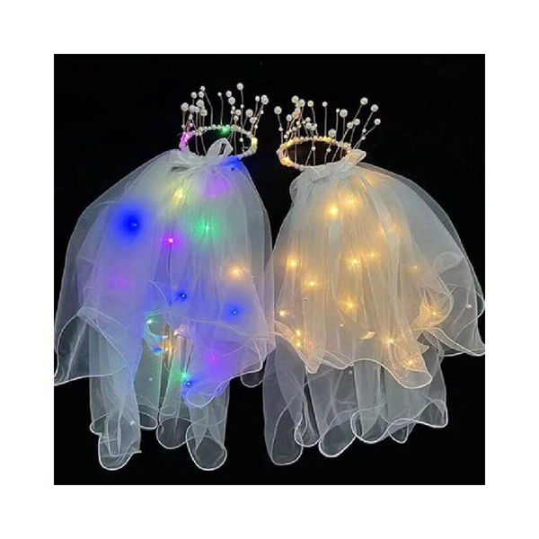 Imagen de Velo Novia Perlas con Tul con Luces