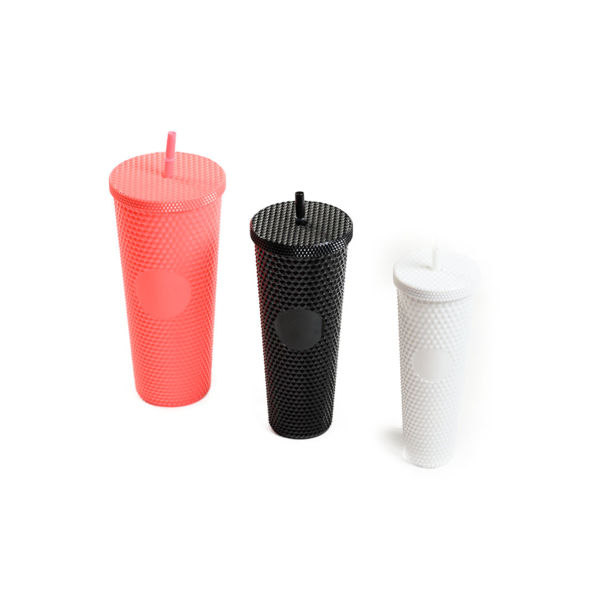 Imagen de Vaso Plastico Diamante 330 ml. con Tapa y Pajilla