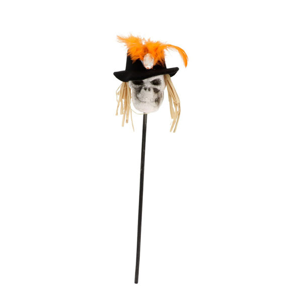 Imagen de Vara Calavera Espuma con Gorro y Plumas