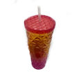 Imagen de Vaso Acrílico Diamante 23 cm. con Tapa y Pajilla