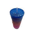 Imagen de Vaso Acrílico Ondas Multicolor 18 cm. con Tapa y Pajilla