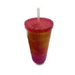 Imagen de Vaso Acrílico Ondas Multicolor 18 cm. con Tapa y Pajilla