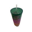Imagen de Vaso Acrílico Ondas Multicolor 18 cm. con Tapa y Pajilla