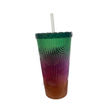 Imagen de Vaso Acrílico Ondas Multicolor 18 cm. con Tapa y Pajilla