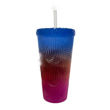 Imagen de Vaso Acrílico Ondas Multicolor 18 cm. con Tapa y Pajilla