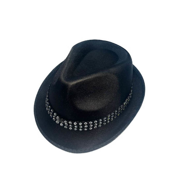 Imagen de Gorro Gacho Negro Cinta Strass