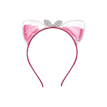 Imagen de Tiara Orejas Gato Transparentes con Confetti y Moño Brillos