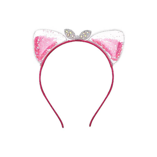 Imagen de Tiara Orejas Gato Transparentes con Confetti y Moño Brillos