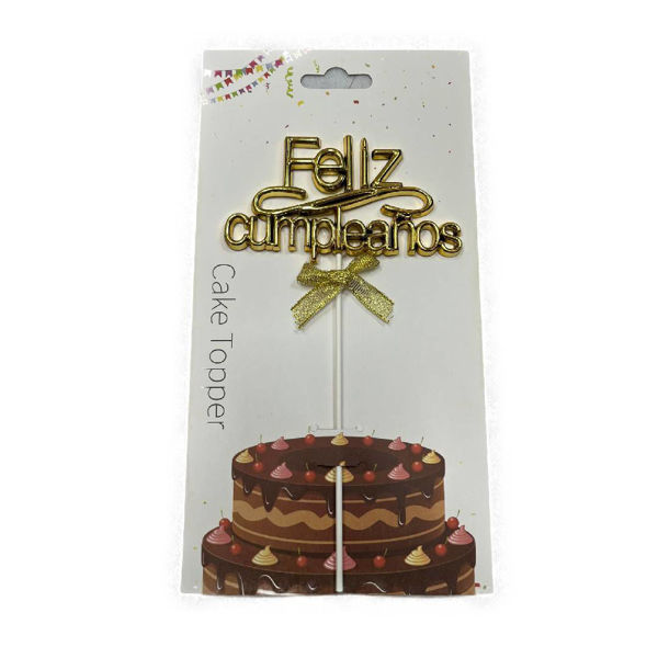 Imagen de Pincho Feliz Cumpleaños Metalizado con Moña