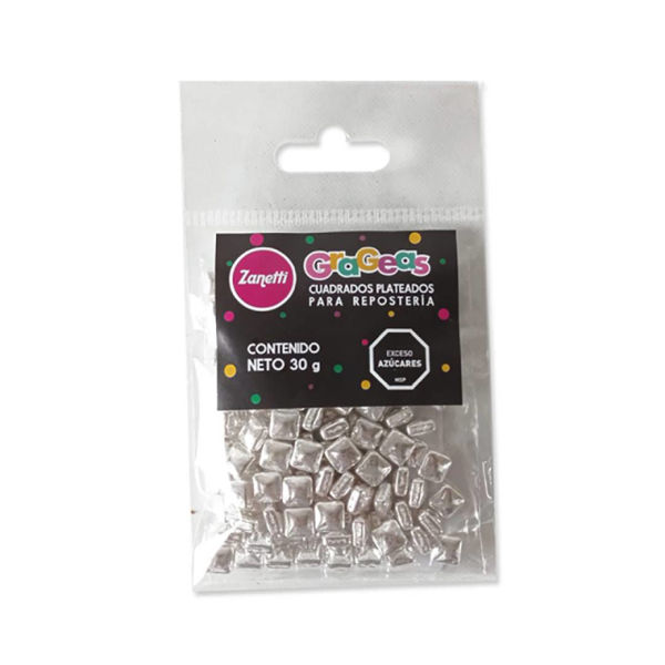 Imagen de Gragea Cuadrada Plateada 30 g.
