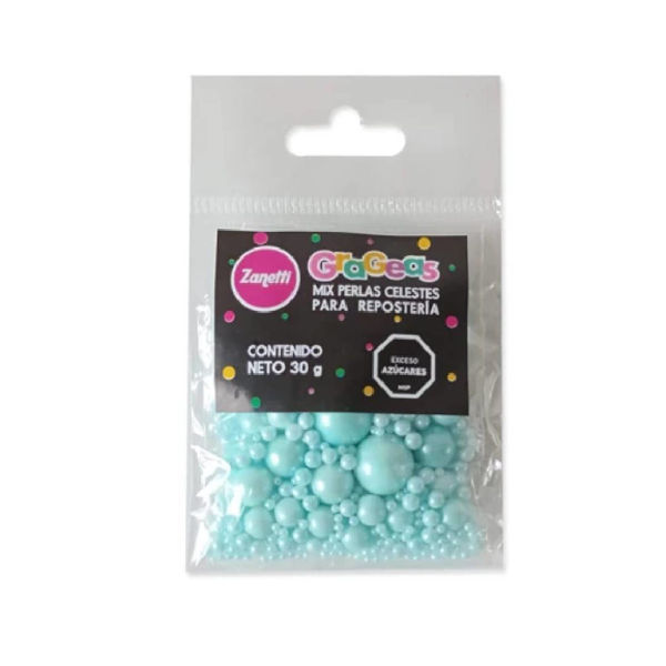 Imagen de Gragea Perla Mix Celeste 30 g.