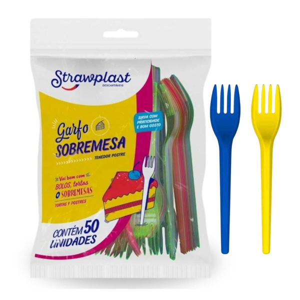 Imagen de Tenedor Postre Color Strawplast Surtidos x 50