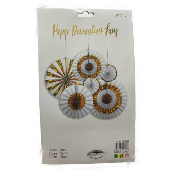 Imagen de Set Colgantes Abanico x 6 Blanco con Metalizado