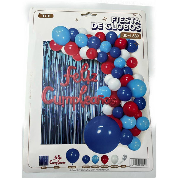 Imagen de Set  72 Globos con Feliz Cumpleaños Tricolor QQ-L689