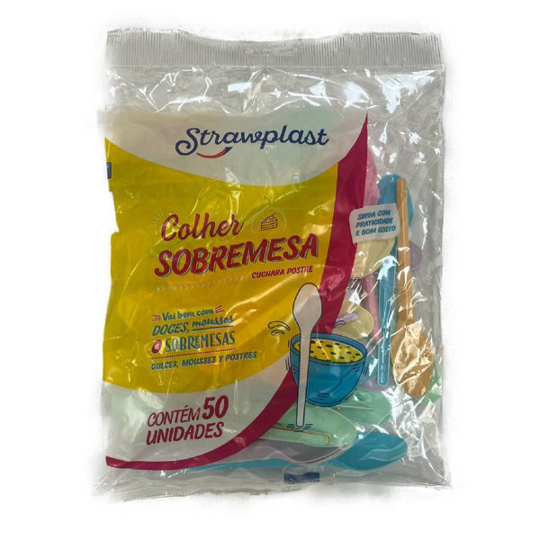 Imagen de Cuchara Postre Color Pastel Surtidos Strawplast x 50