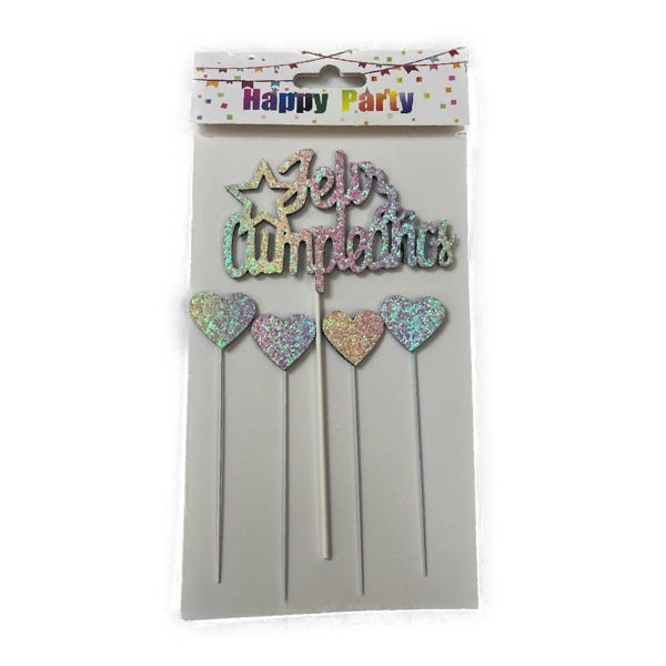 Imagen de Set Pinchos Feliz Cumpleaños con Corazones