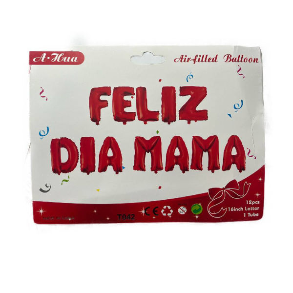 Imagen de Set Globos Metalizados Frase Feliz Dia Mama