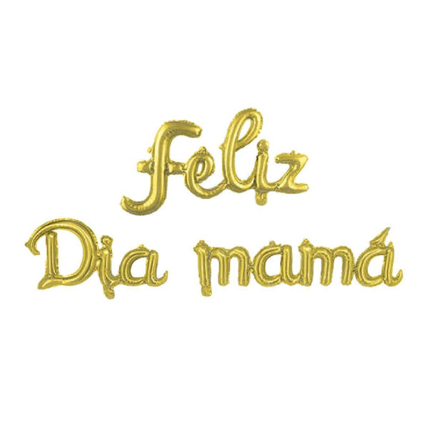 Imagen de Set   3 Globos Metalizados Frase Feliz Día Mamá