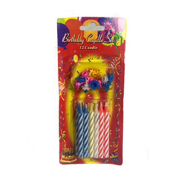 Imagen de Vela Bicolor  7 cm. con Portavela x 12