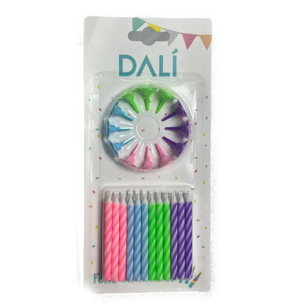 Imagen de Vela Bicolor x 24 con 12 Porta Velas