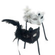 Imagen de Antifaz Rigido Negro/Blanco con Flor Negra/Blanca