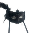 Imagen de Antifaz Rigido Negro/Blanco con Flor Negra/Blanca