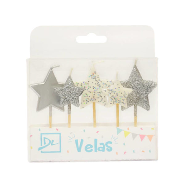 Imagen de Vela Estrellas Plata x 5