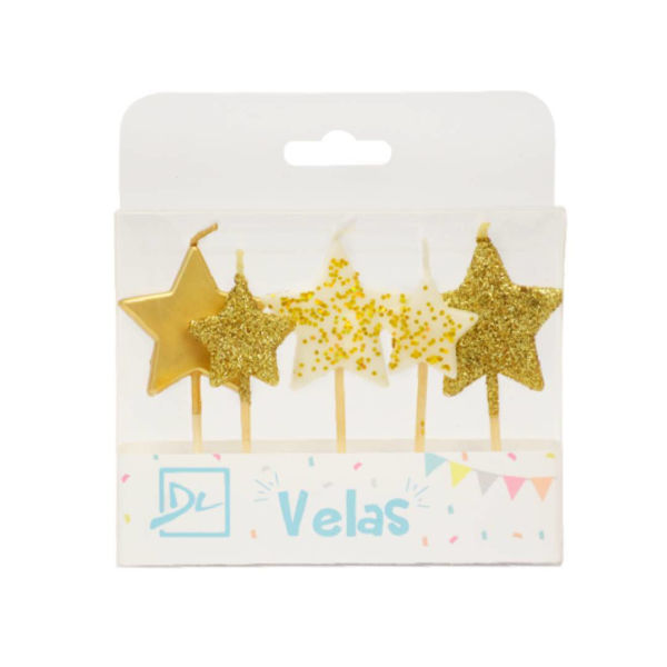 Imagen de Vela Estrella Oro x 5
