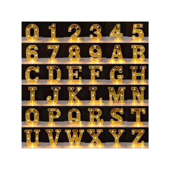 Imagen de Adorno Letra 16 cm. Fondo Dorado con Luces Led