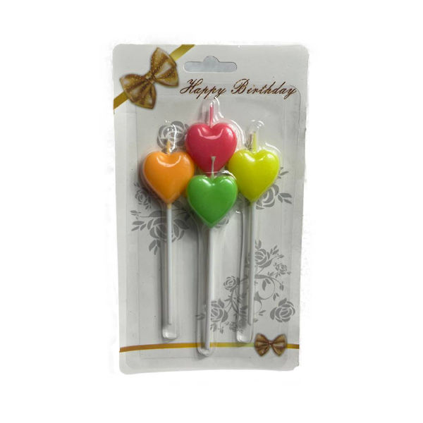 Imagen de Vela Corazon Diferente Color con Pincho x 4