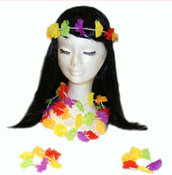 Imagen de Set Collar, Vincha y 2 Pulseras Flores Tela