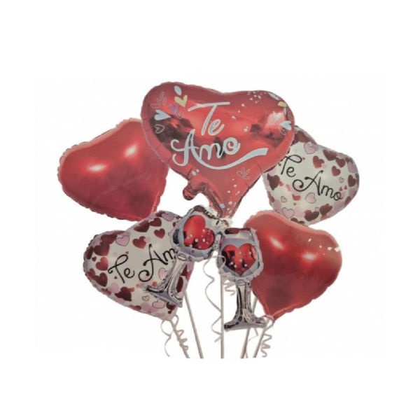 Imagen de Set   5 Globos Metalizados con Corazón con Copas
