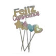 Imagen de Pincho Feliz Cumpleaños Brillantina con 4 Figuras