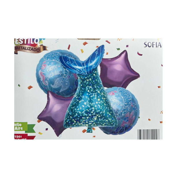 Imagen de Set 5 Globos Cola Sirena Sofia