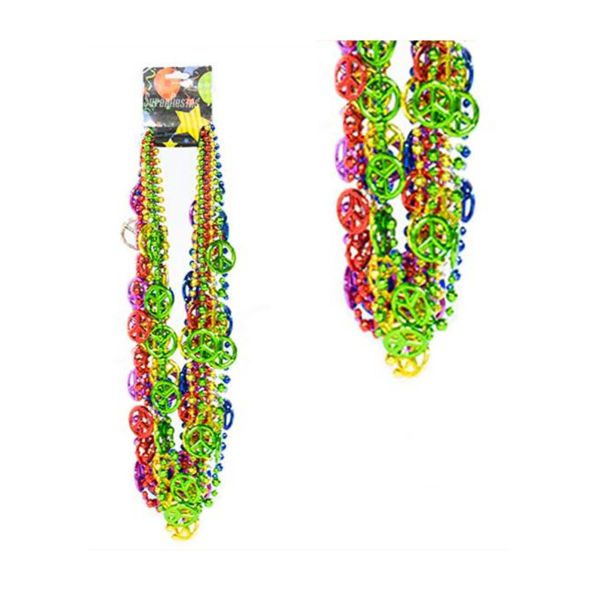 Imagen de Collar Metalizado Perlas y Símbolos de la Paz Grandes