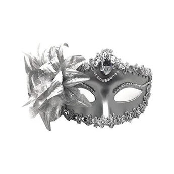 Imagen de Antifaz Rígido Metalizado con Flor y Festón