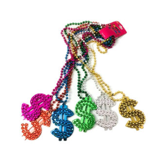 Imagen de Collar Perlas Metalizadas con Simbolo $