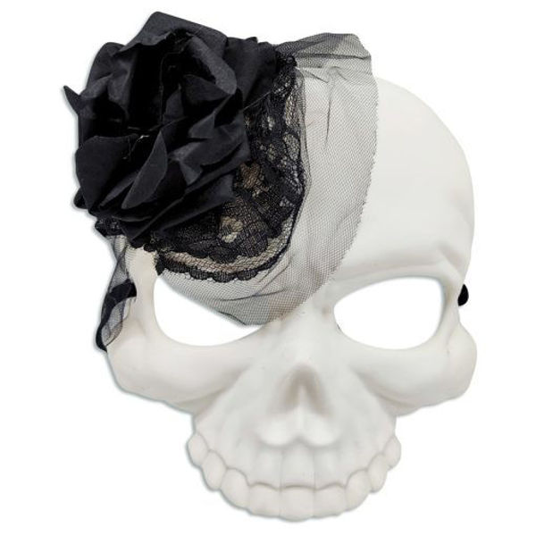 Imagen de Halloween Media Careta Calavera con Flor