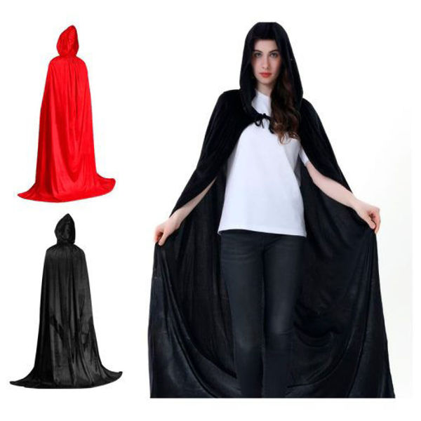 Imagen de Halloween Capa Negra Terciopelo Negra 120 cm
