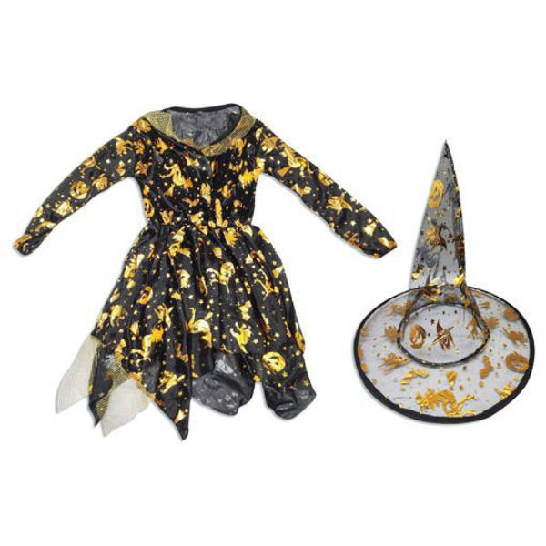 Imagen de Halloween Disfraz Bruja Infantil Estampados Metalizados